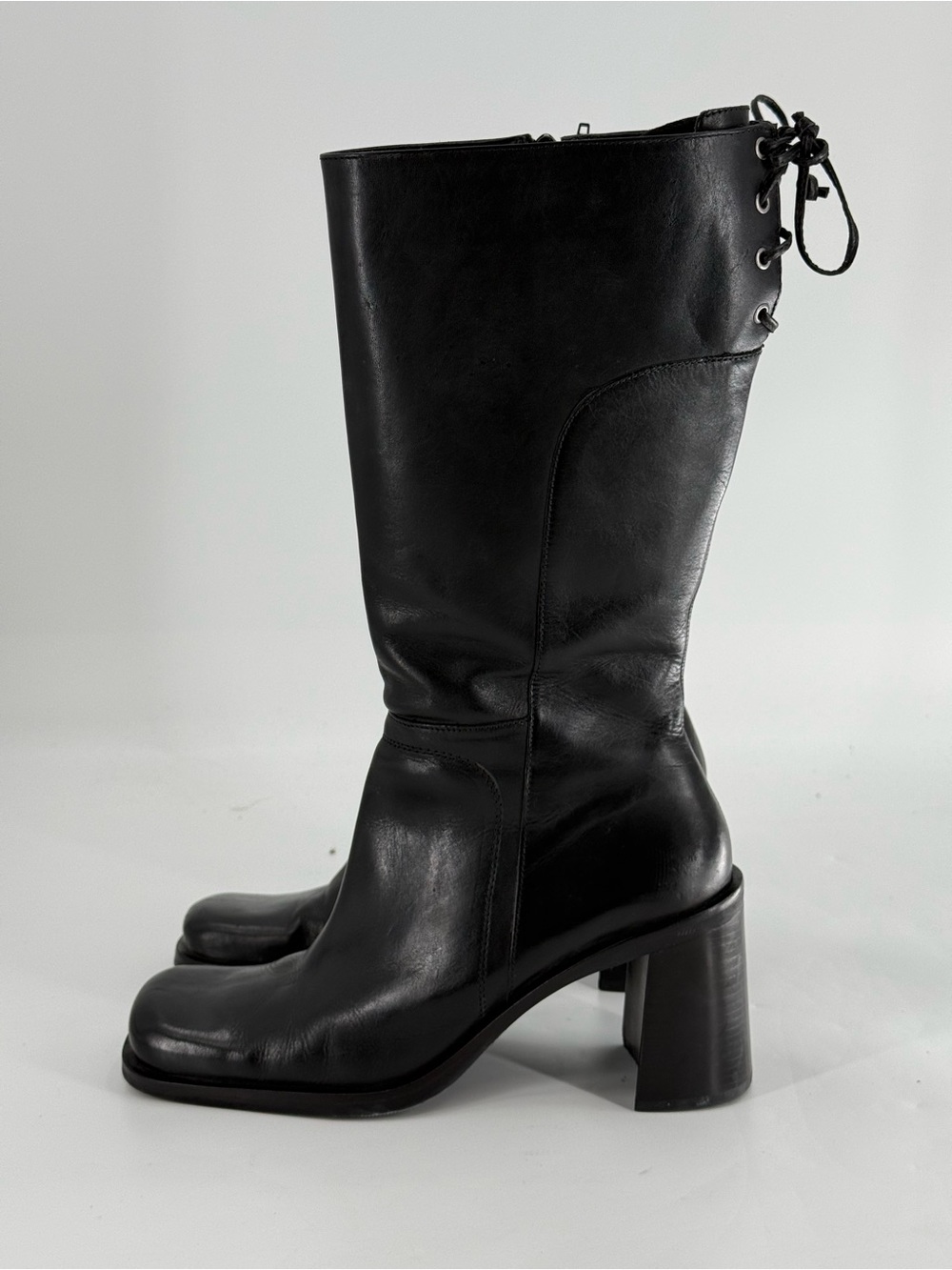 Diba VintageY2K 90s Square Toe Block Heel Tall Boots 9